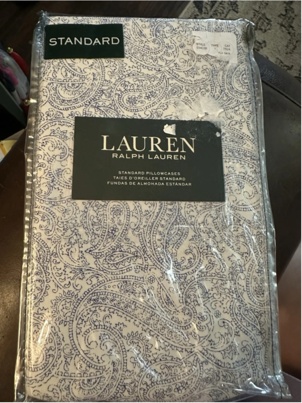 Lauren Ralph Lauren Standard Pillowcases Blue White Paisley Style 034038 NIP